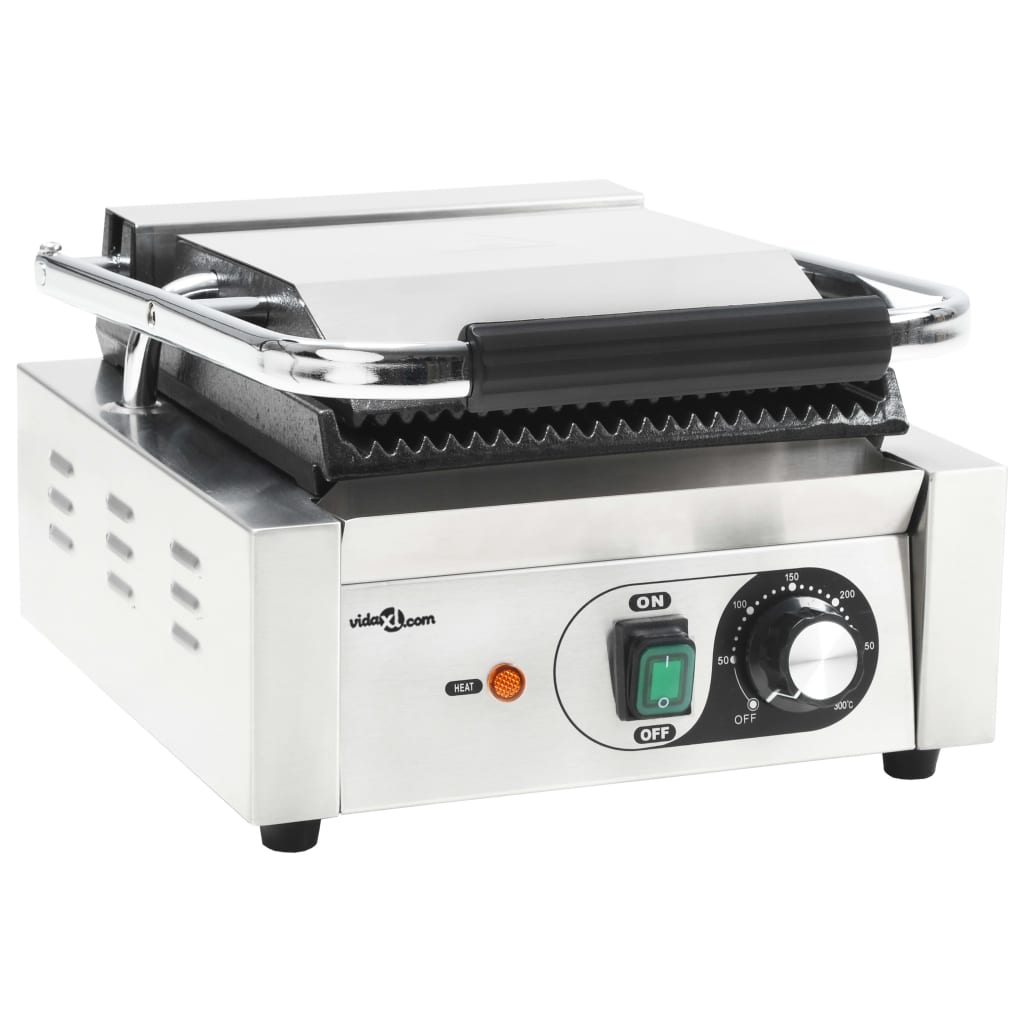 Panini grill gegroefd 1800 W 31x30,5x20 cm roestvrij staal