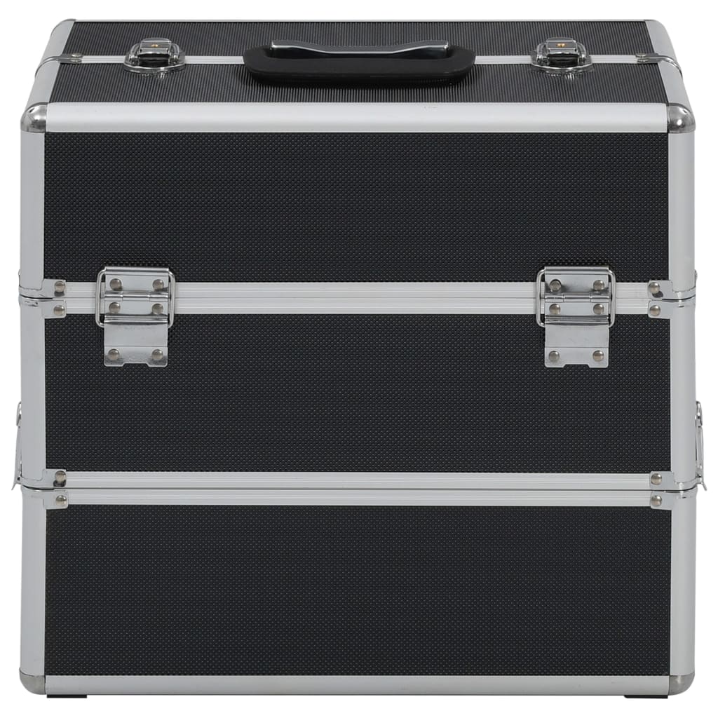 Make-up koffer 37x24x35 cm aluminium zwart