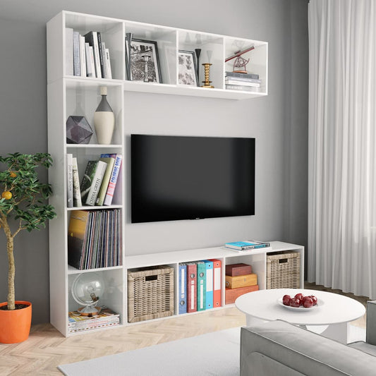 3-delige Boekenkast-/tv-meubelset 180x30x180 cm hoogglans wit