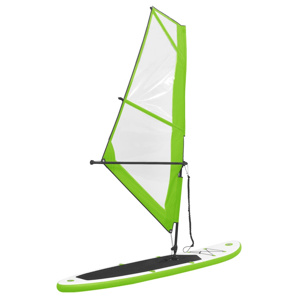 Stand Up Paddleboard opblaasbaar met zeilset groen en wit
