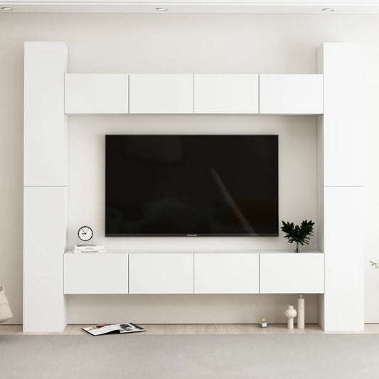 8-delige Tv-meubelset spaanplaat wit