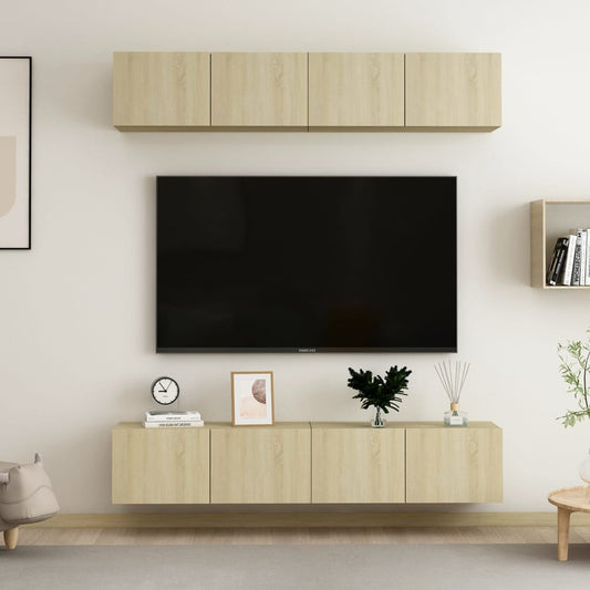 Tv-meubelen 4 st 80x30x30 cm spaanplaat sonoma eikenkleurig