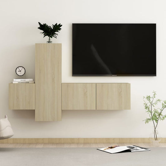 3-delige Tv-meubelset spaanplaat sonoma eikenkleurig
