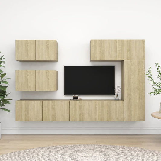 6-delige Tv-meubelset spaanplaat sonoma eikenkleurig