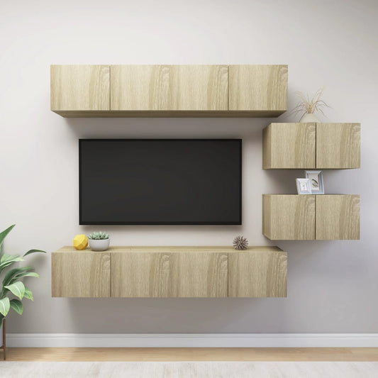 6-delige Tv-meubelset spaanplaat sonoma eikenkleurig