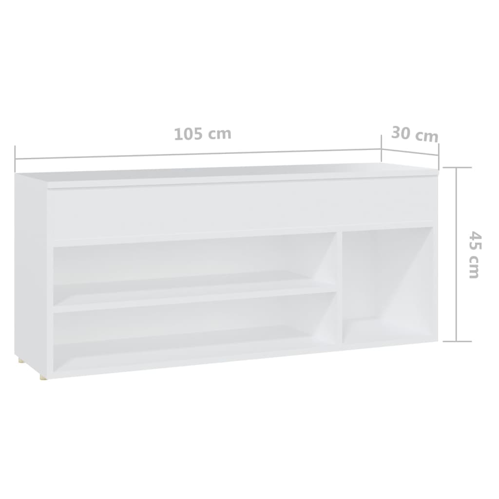 Schoenenbank 105x30x45 cm spaanplaat wit