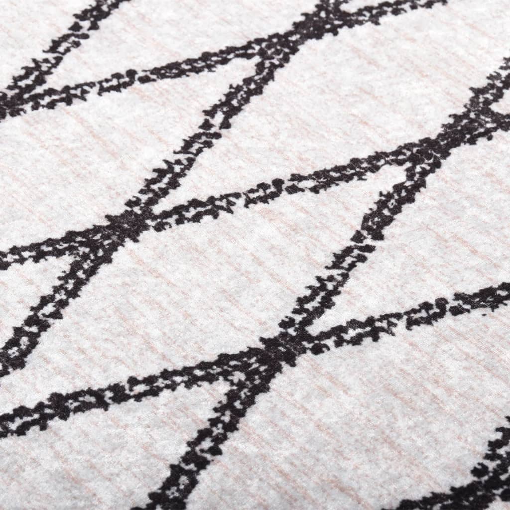 Vloerkleed wasbaar anti-slip 80x300 cm zwart en wit