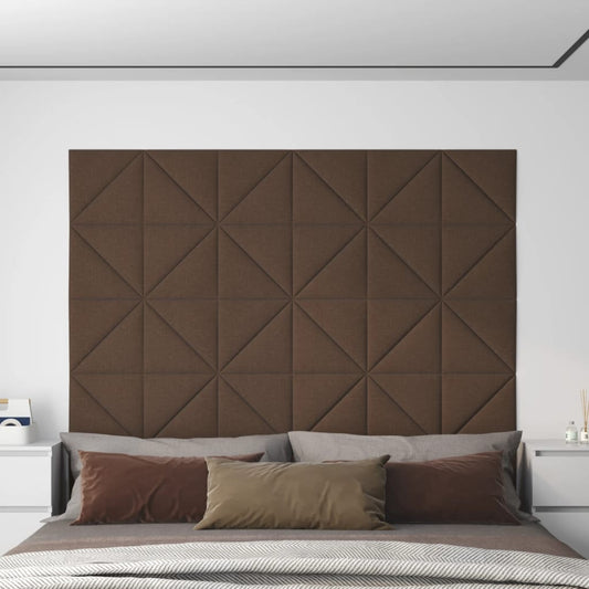 Wandpanelen 12 st 0,54 m² 30x30 cm stof bruin
