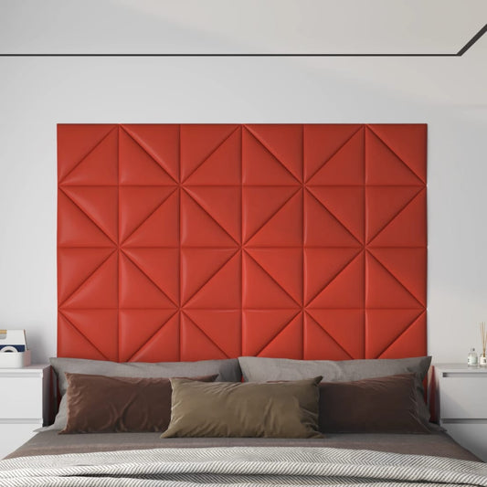 Wandpanelen 12 st 0,54 m² 30x30 cm kunstleer rood