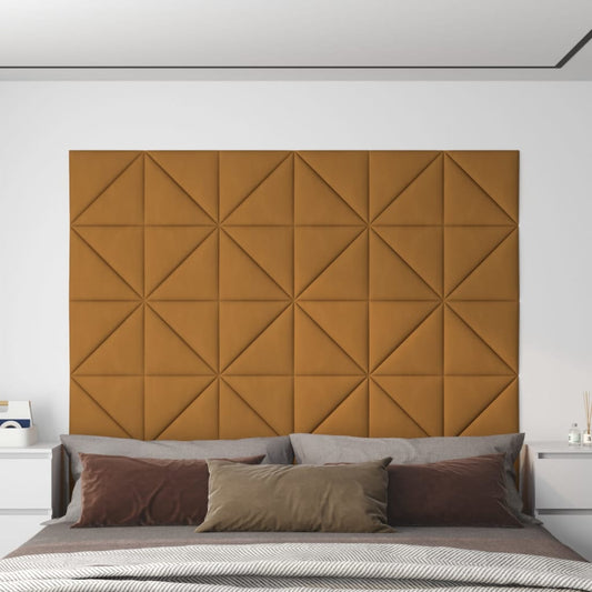 Wandpanelen 12 st 0,54 m² 30x30 cm fluweel bruin