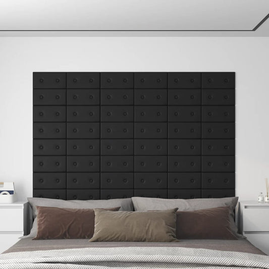 Wandpanelen 12 st 0,54 m² 30x15 cm kunstleer zwart