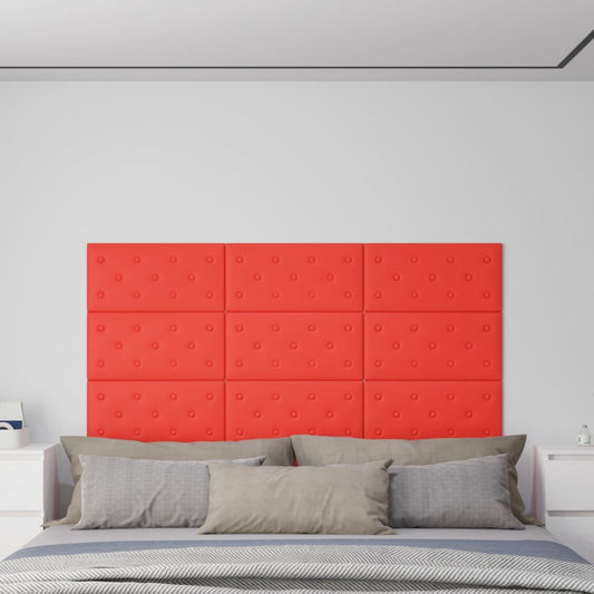 Wandpanelen 12 st 2,16 m² 60x30 cm kunstleer rood