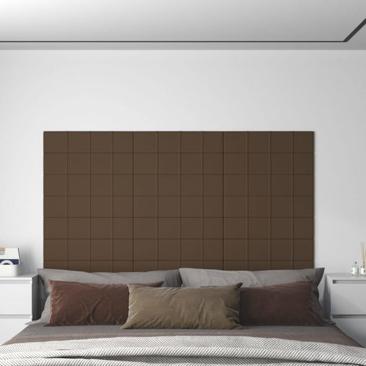 Wandpanelen 12 st 1,08 m² 60x15 cm stof bruin