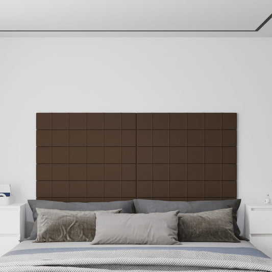 Wandpanelen 12 st 1,62 m² 90x15 cm stof bruin