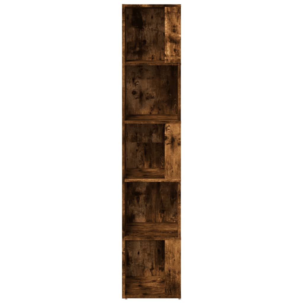 Hoekkast 33x33x164,5 cm bewerkt hout gerookt eikenkleurig