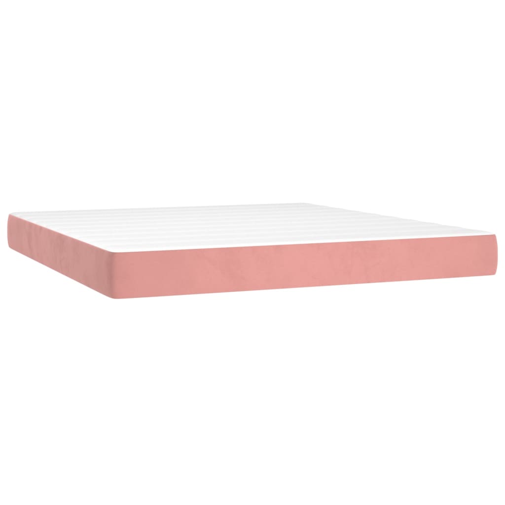 Boxspring met matras fluweel roze 180x200 cm