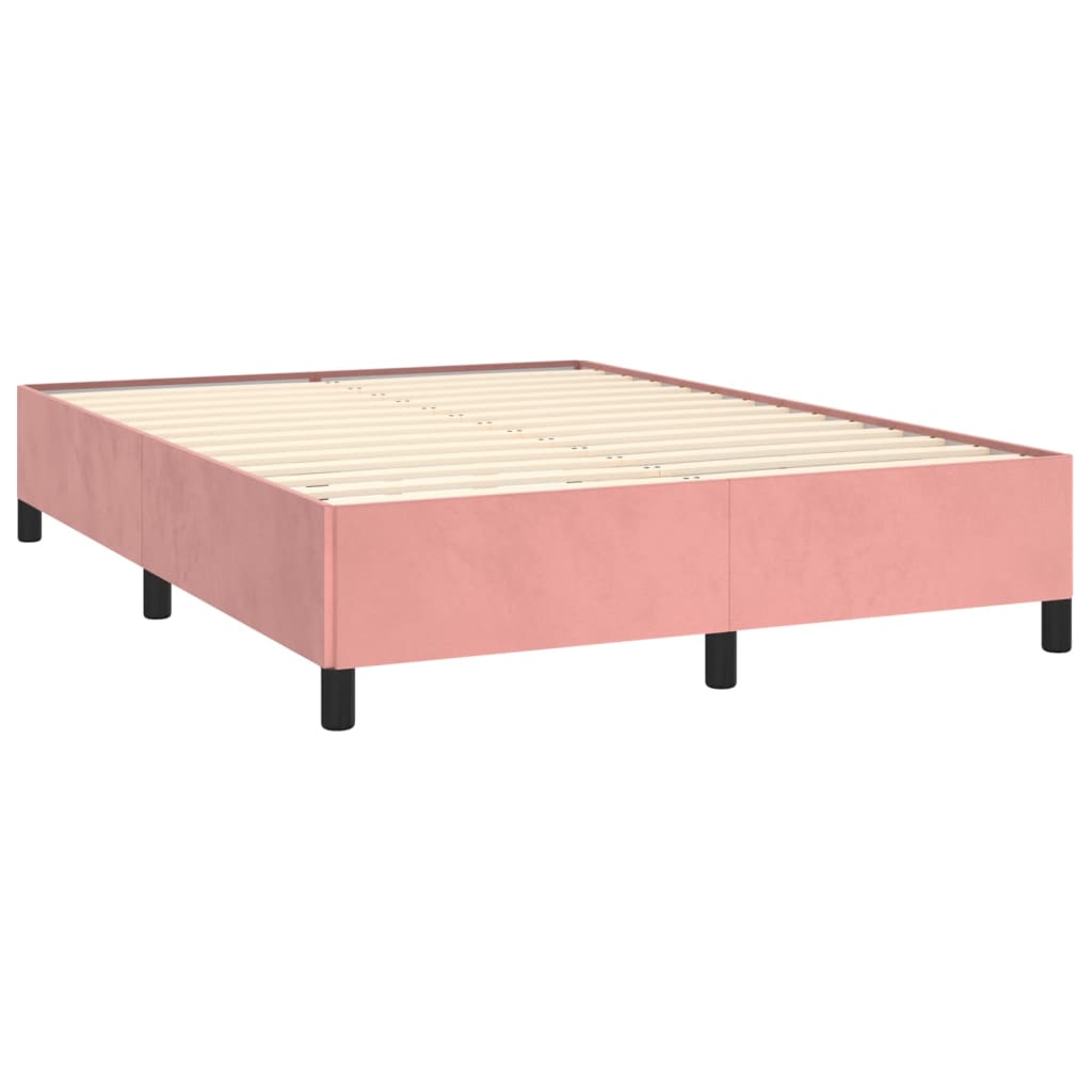 Boxspring met matras fluweel roze 140x190 cm