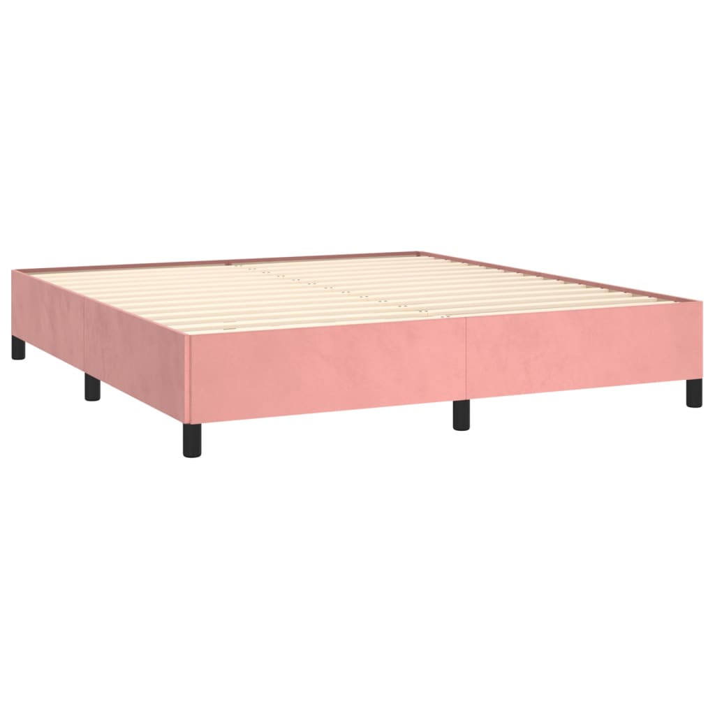 Boxspring met matras fluweel roze 160x200 cm