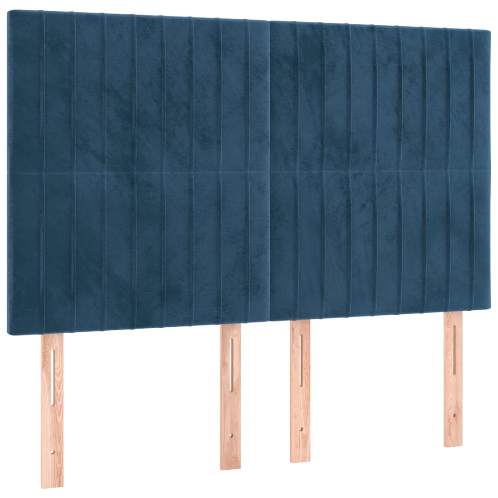 Boxspring met matras fluweel donkerblauw 140x190 cm