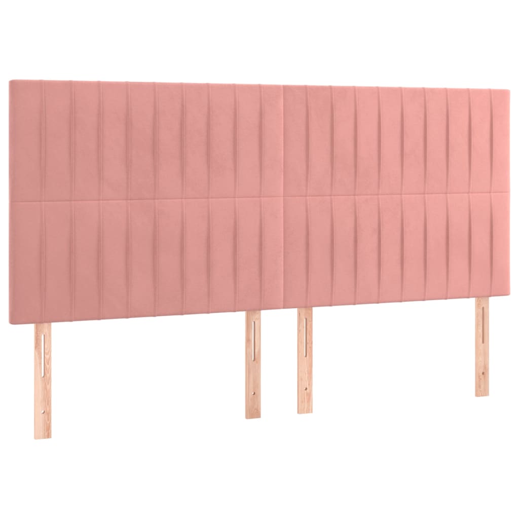 Boxspring met matras fluweel roze 160x200 cm