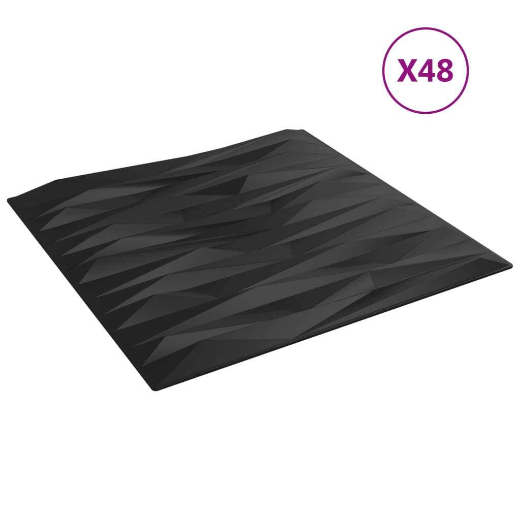 48 st Wandpanelen steen 12 m² 50x50 cm XPS zwart
