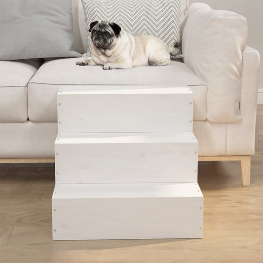 Huisdierentrap 40x37,5x35 cm massief grenenhout wit