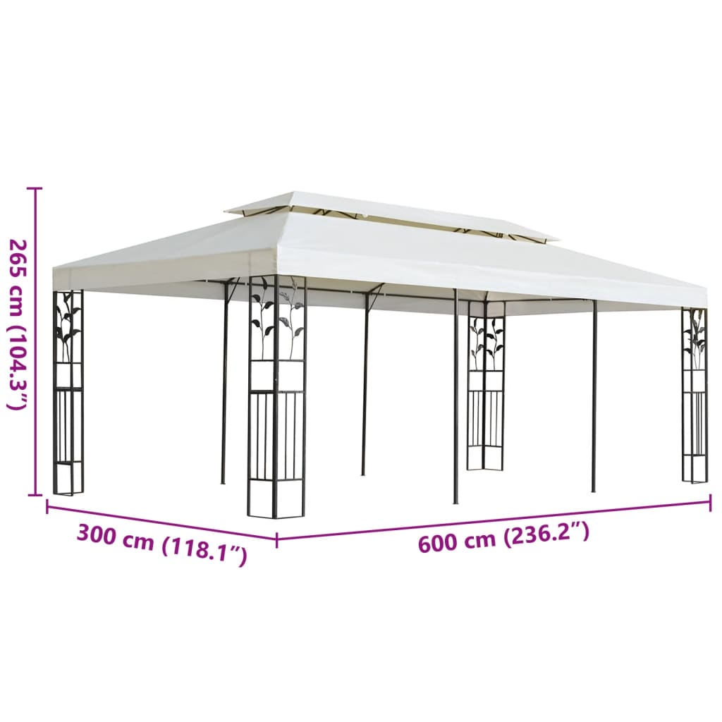 Prieel met dubbel dak 6x3 m wit