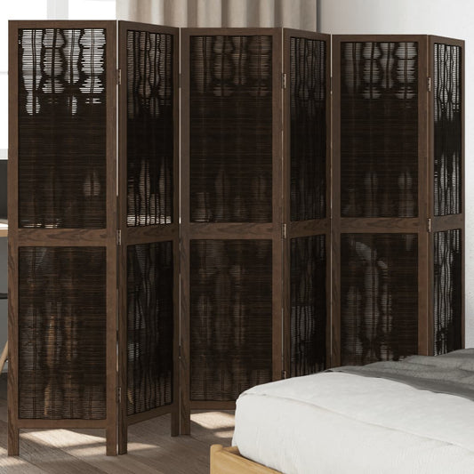 Kamerscherm met 6 panelen massief paulowniahout donkerbruin