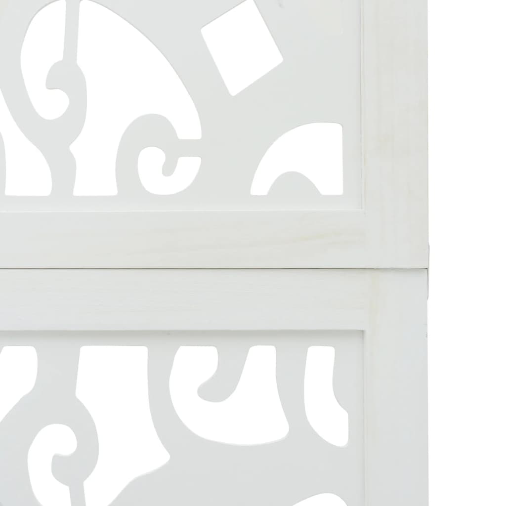 Kamerscherm met 4 panelen massief paulowniahout wit