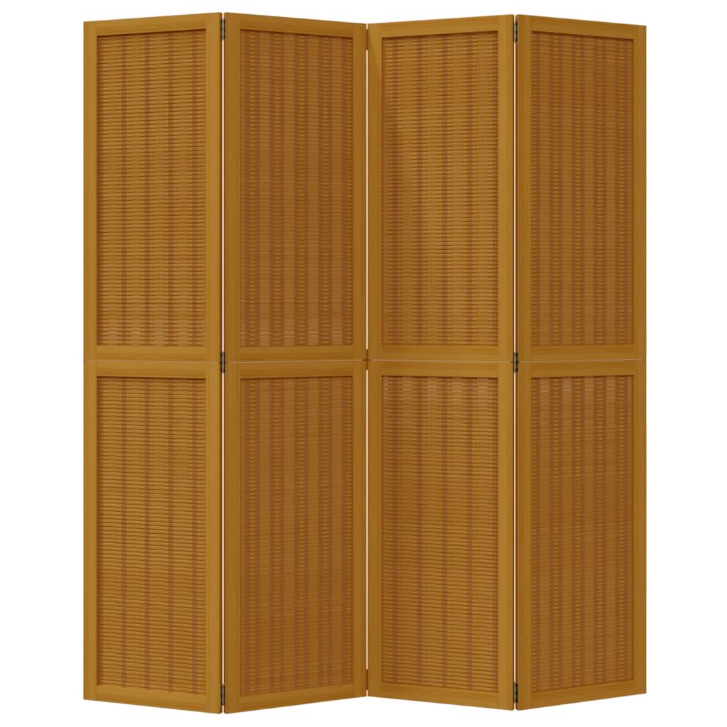 Kamerscherm met 4 panelen massief paulowniahout bruin
