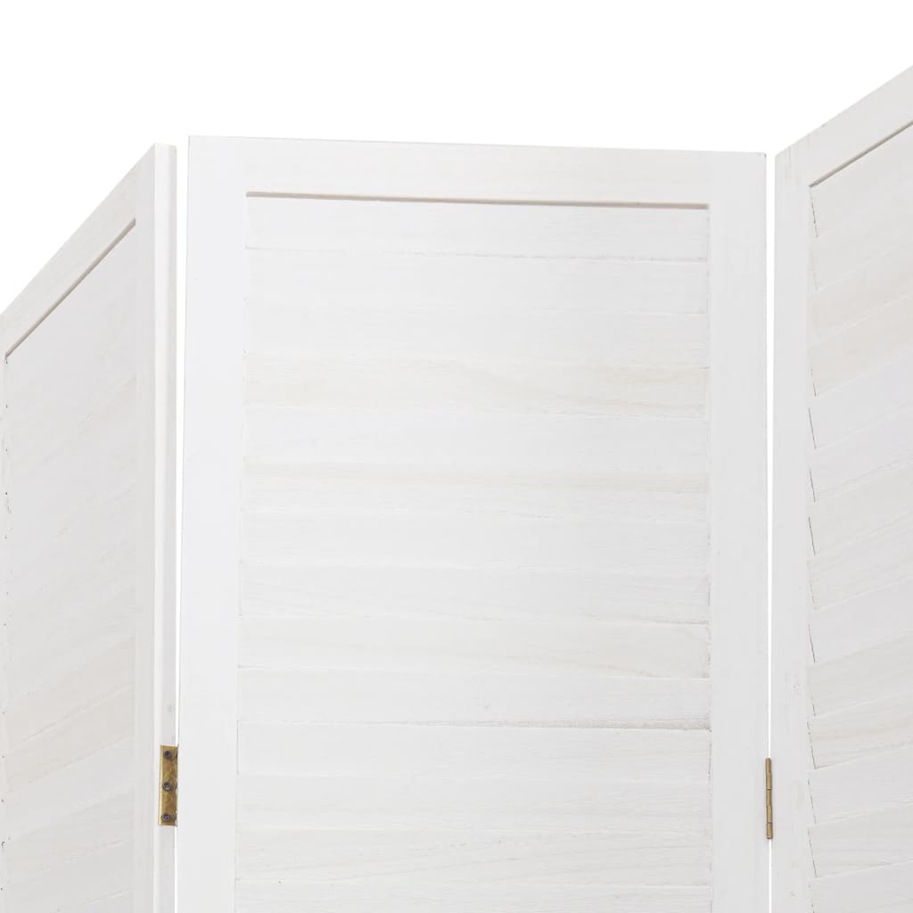 Kamerscherm met 3 panelen massief paulowniahout wit