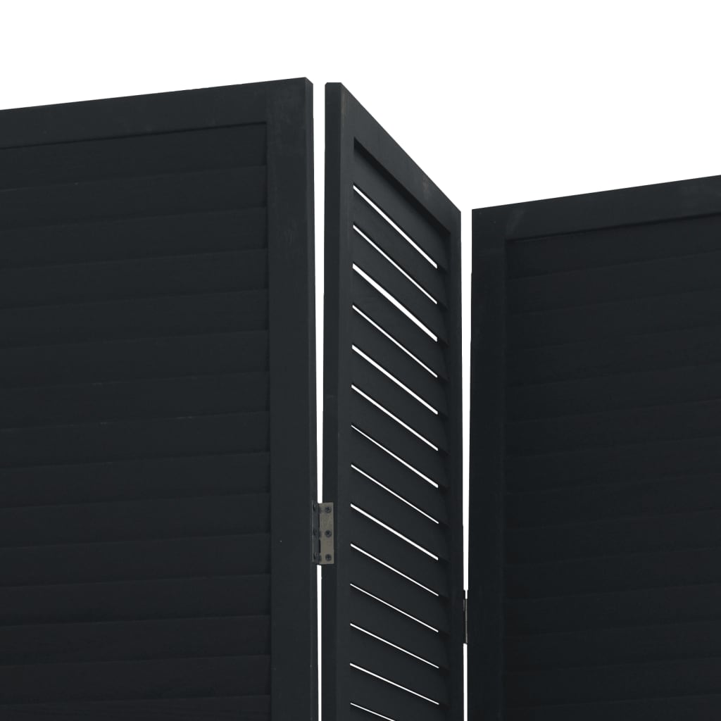 Kamerscherm met 5 panelen massief paulowniahout zwart