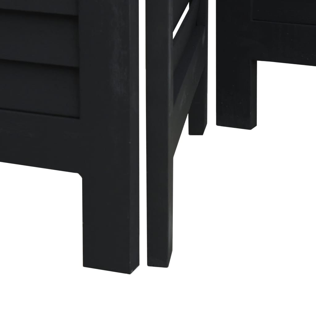 Kamerscherm met 5 panelen massief paulowniahout zwart