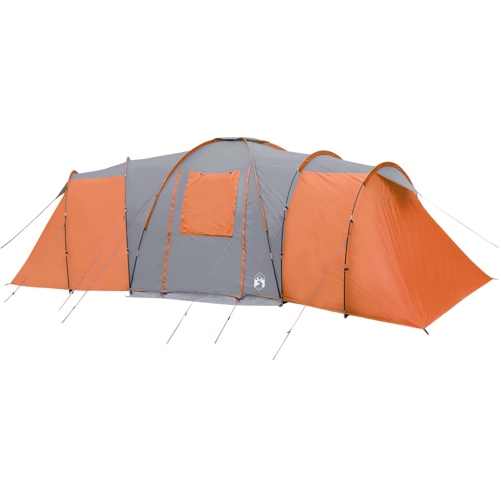 Tent 12-persoons 840x720x200 cm 185T taft grijs en oranje