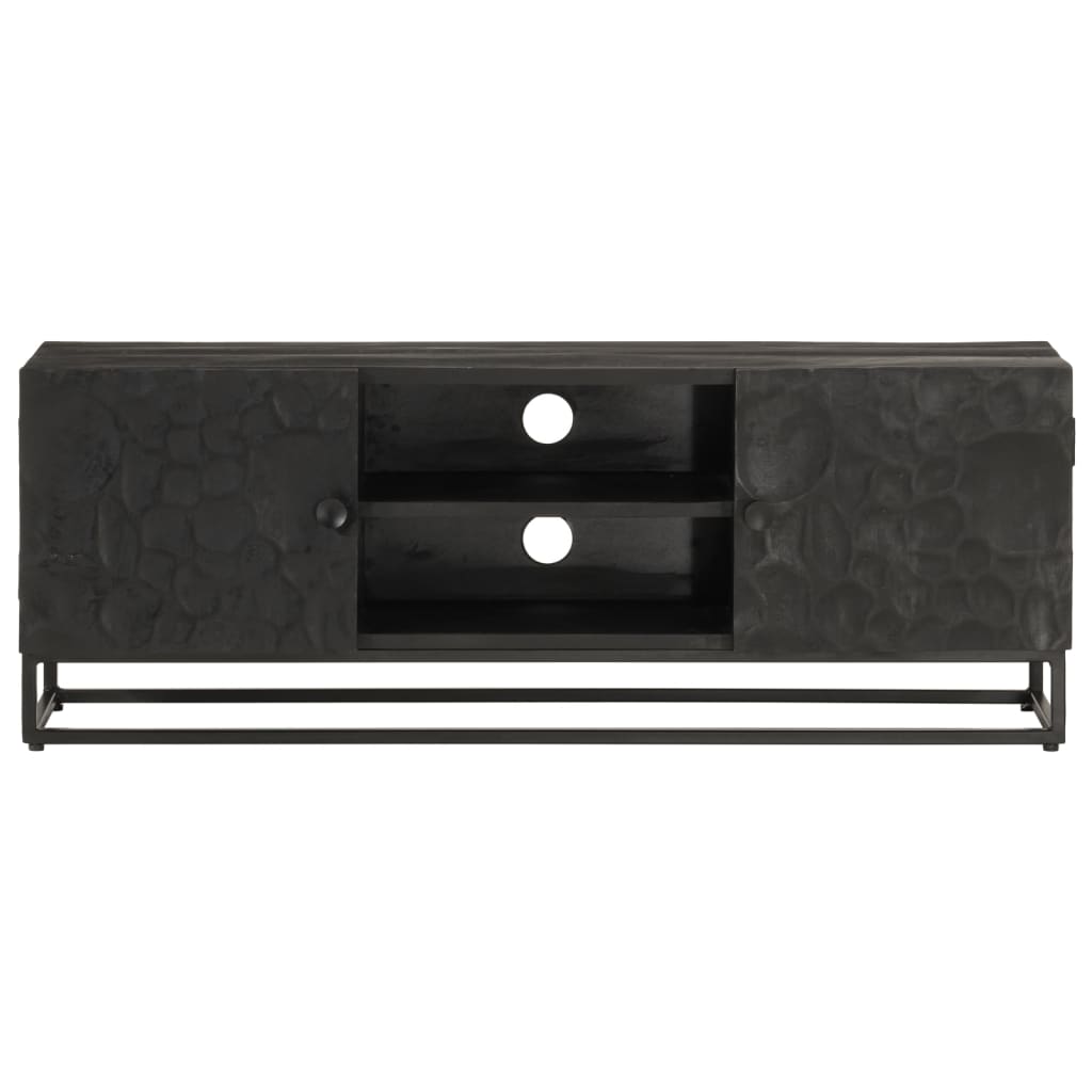 Tv-meubel 110x30x40 cm massief mangohout en ijzer zwart