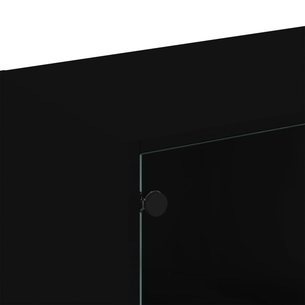 Boekenkast met deuren 136x37x109 cm bewerkt hout zwart