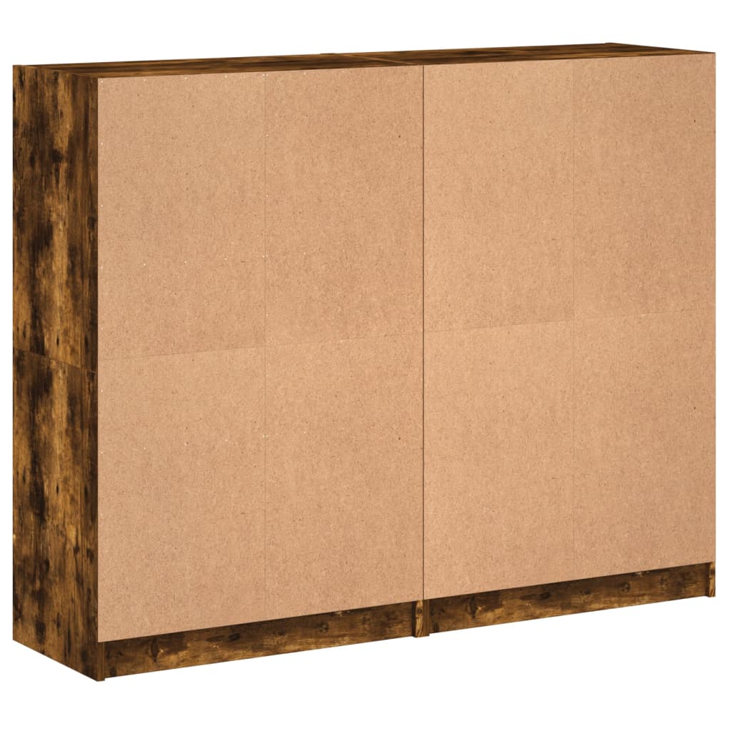 Boekenkast met deuren 136x37x109 cm hout gerookt eikenkleurig