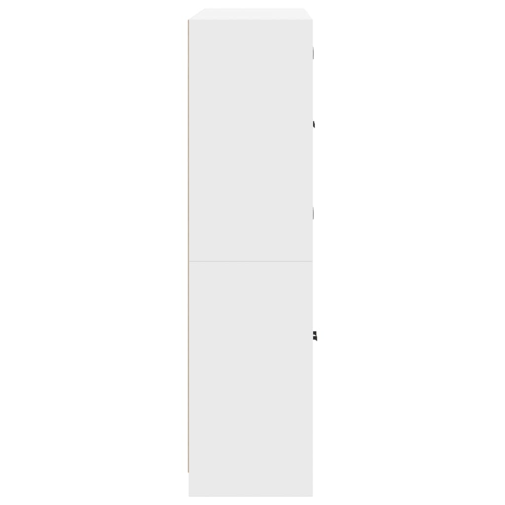 Boekenkast met deuren 136x37x142 cm bewerkt hout wit