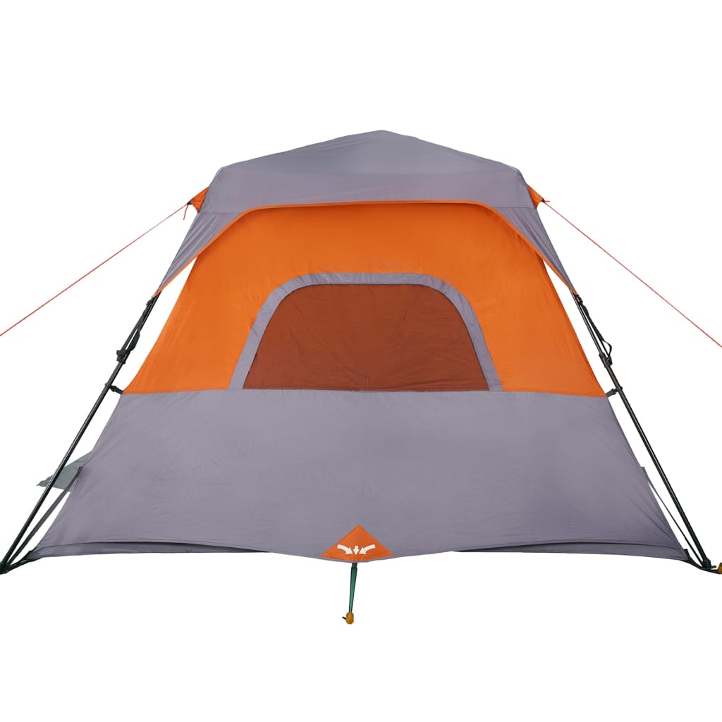 Tent 6-persoons waterdicht grijs en oranje