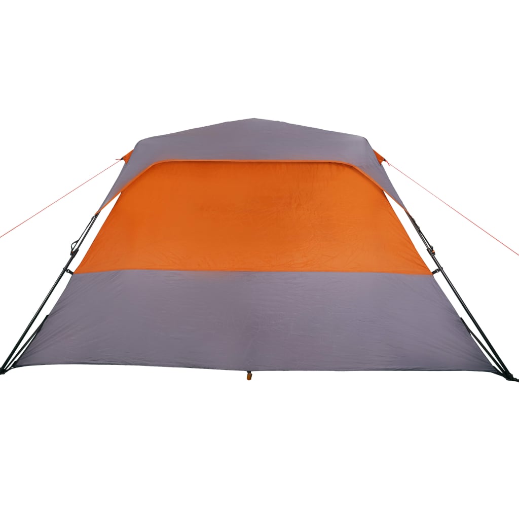 Tent 6-persoons waterdicht grijs en oranje