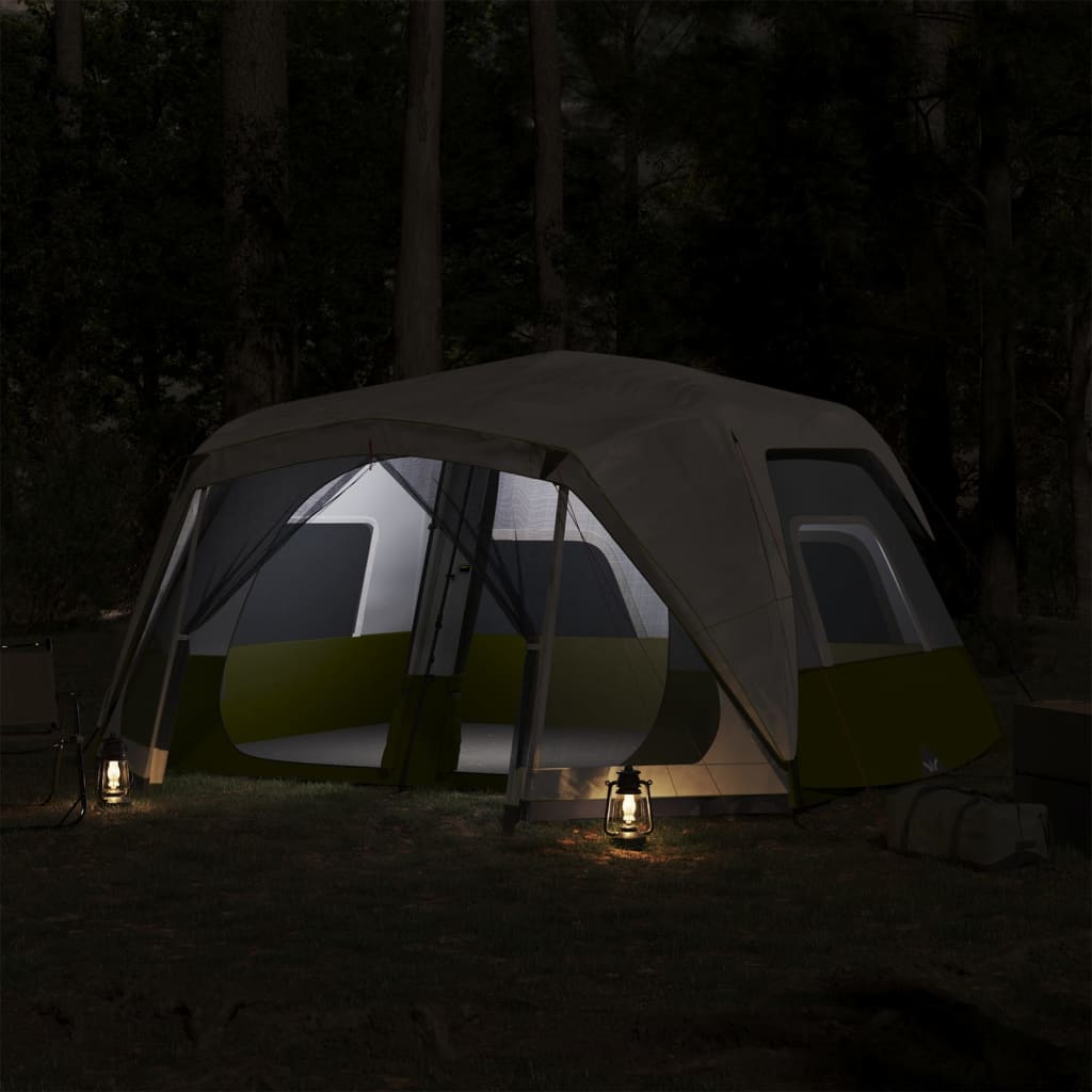 Tent 10-persoons waterdicht met LED lichtgroen