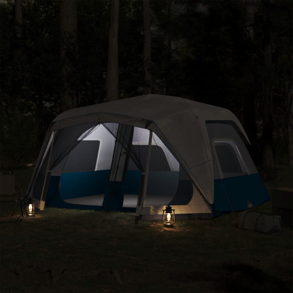Tent 10-persoons waterdicht met LED lichtblauw
