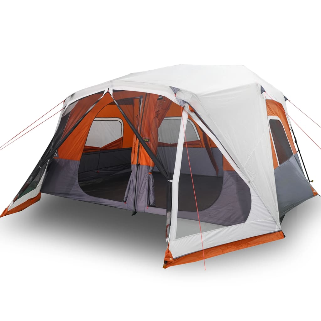 Tent 10-persoons waterdicht met LED lichtgrijs en oranje