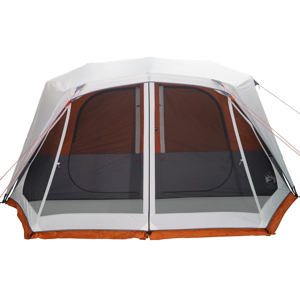 Tent 10-persoons waterdicht met LED lichtgrijs en oranje