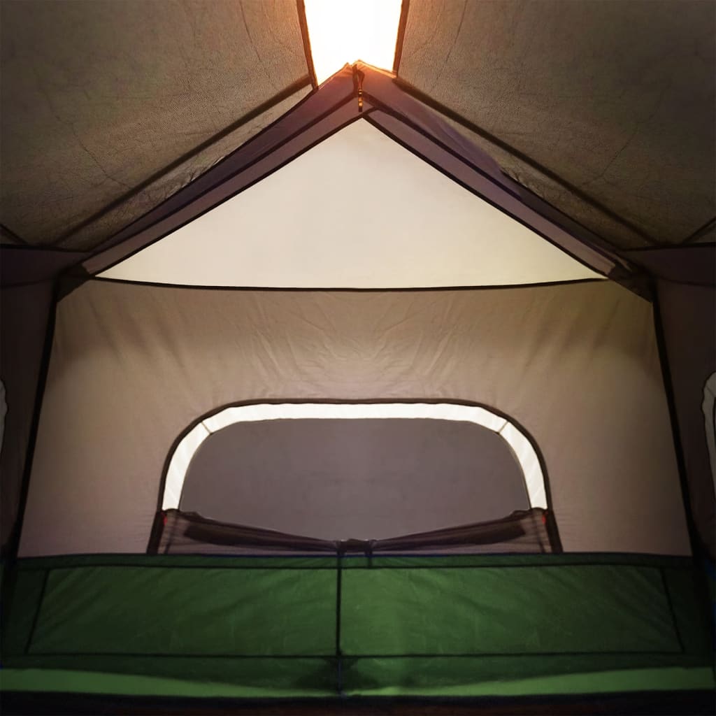 Tent 6-persoons waterdicht met LED lichtgroen