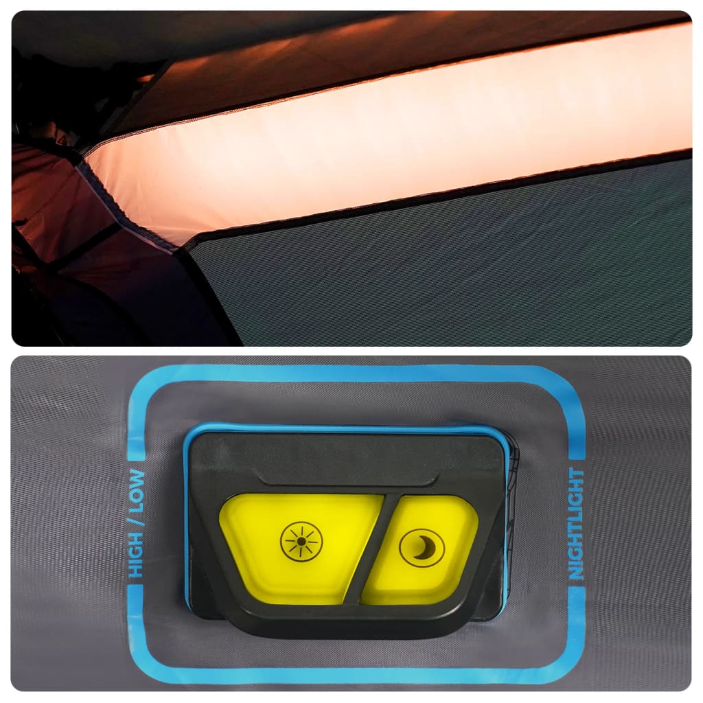 Tent 6-persoons waterdicht met LED lichtgroen