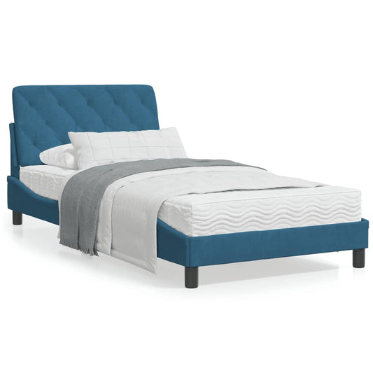 Bed met matras fluweel blauw 100x200 cm
