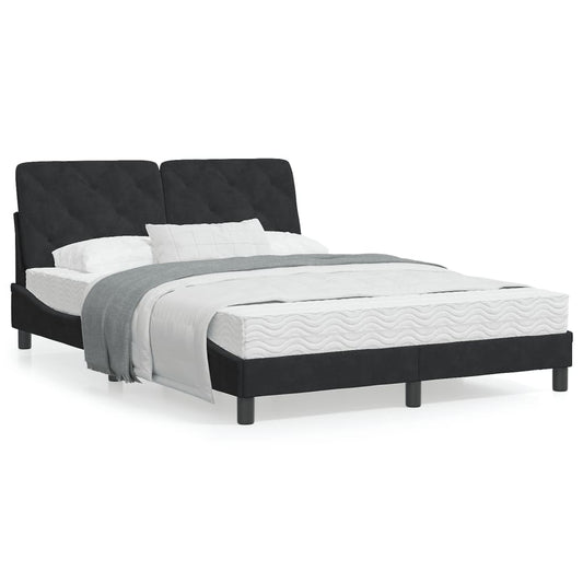 Bed met matras fluweel zwart 120x200 cm