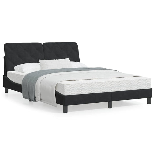 Bed met matras fluweel zwart 140x190 cm