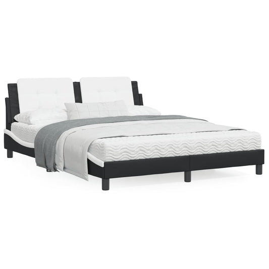 Bed met matras kunstleer zwart en wit 160x200 cm
